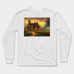 Cute Cosy Fantasy Cottage after the Rain Long Sleeve T-Shirt